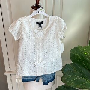 NEW 7 for all Mankind Toddler Set: Eyelet Top w/ Jean Shorts Size 4T